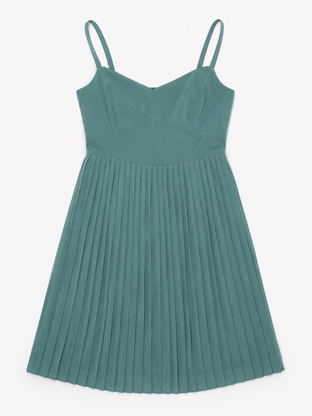ModCloth Teal Pleated Midi Dress with Spaghetti Straps Size S